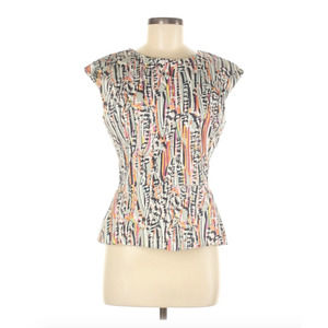 Lela Rose Women's Patterned Peplum Blouse Size 8